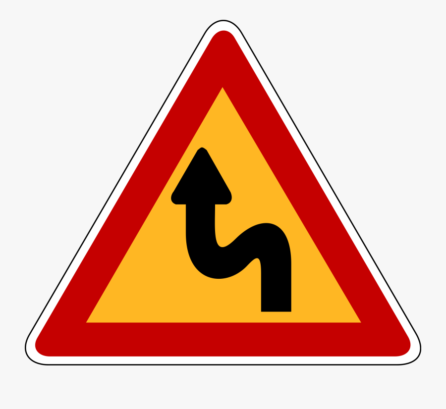 Road Svg Curving - Double Dangerous Left Curve Ahead, Transparent Clipart