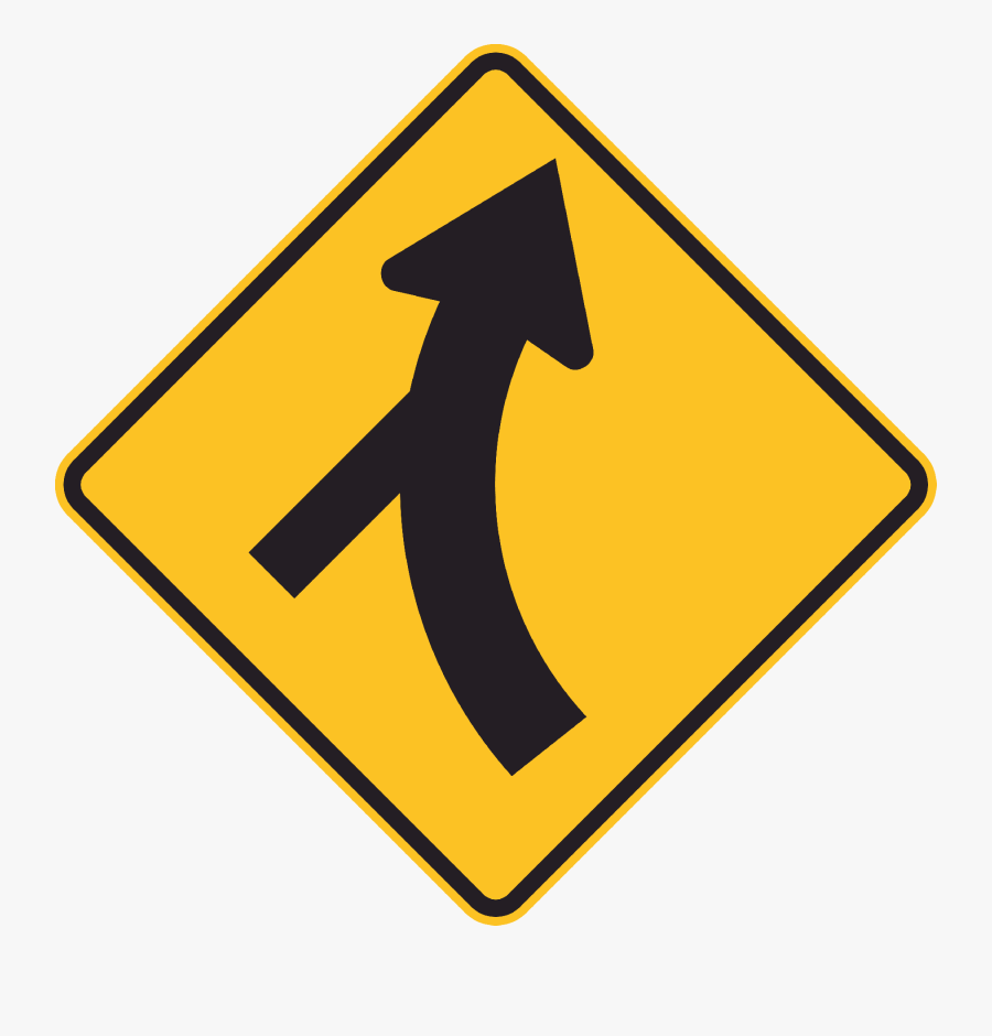 Mr Wdi 8r Curved Major Road Ahead Skewed Minor Side - Pedestrian Crossing Sign Clip Art, Transparent Clipart