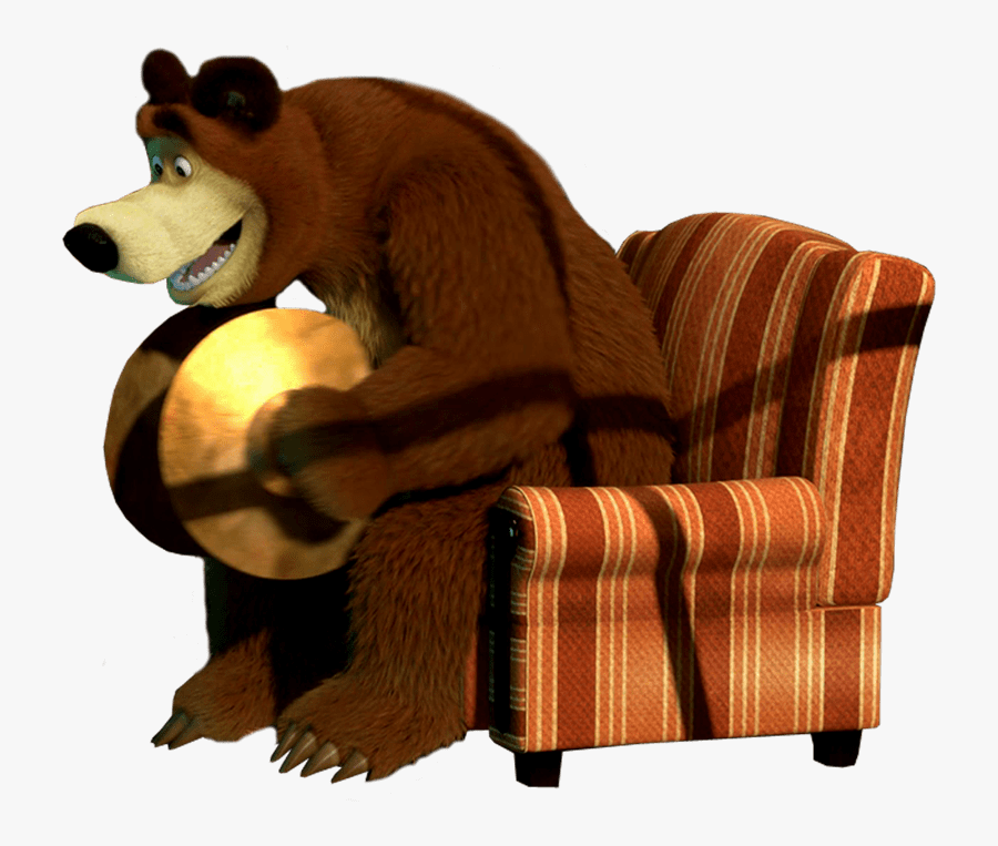 Bear Holding Cymbals - Bear On Chair Illustration Png, Transparent Clipart