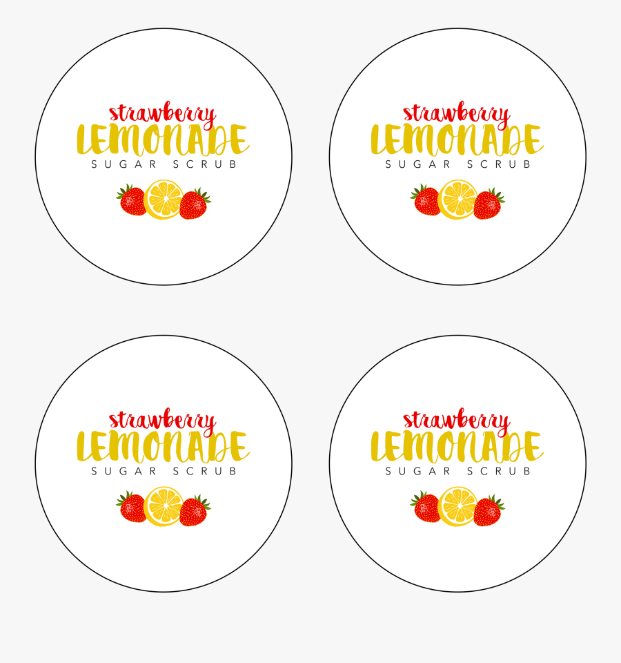 Strawberry Lemon Sugar Scrub Label, Transparent Clipart