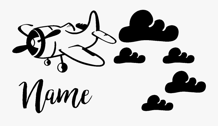 Sticker Prenom Personnalise Avion Et Nuages Ambiance - Авиация Гиф, Transparent Clipart