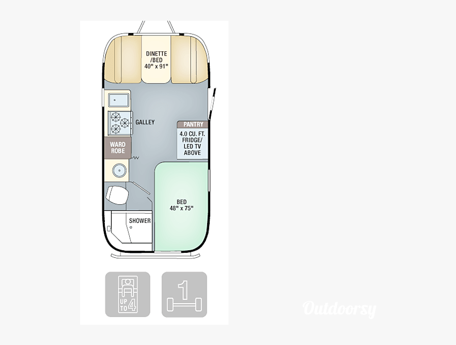 Fl Floorplan 2019 Airstream Flying Cloud Davie, - Floor Plan, Transparent Clipart