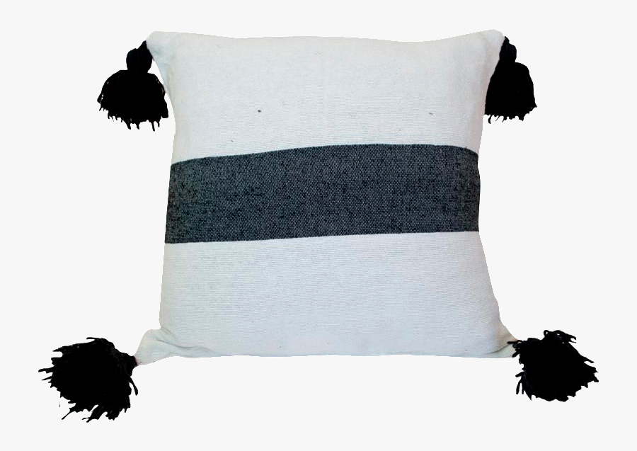 Moroccan Black On White Pom Pom Pillow Chairish Yarn - Cushion, Transparent Clipart