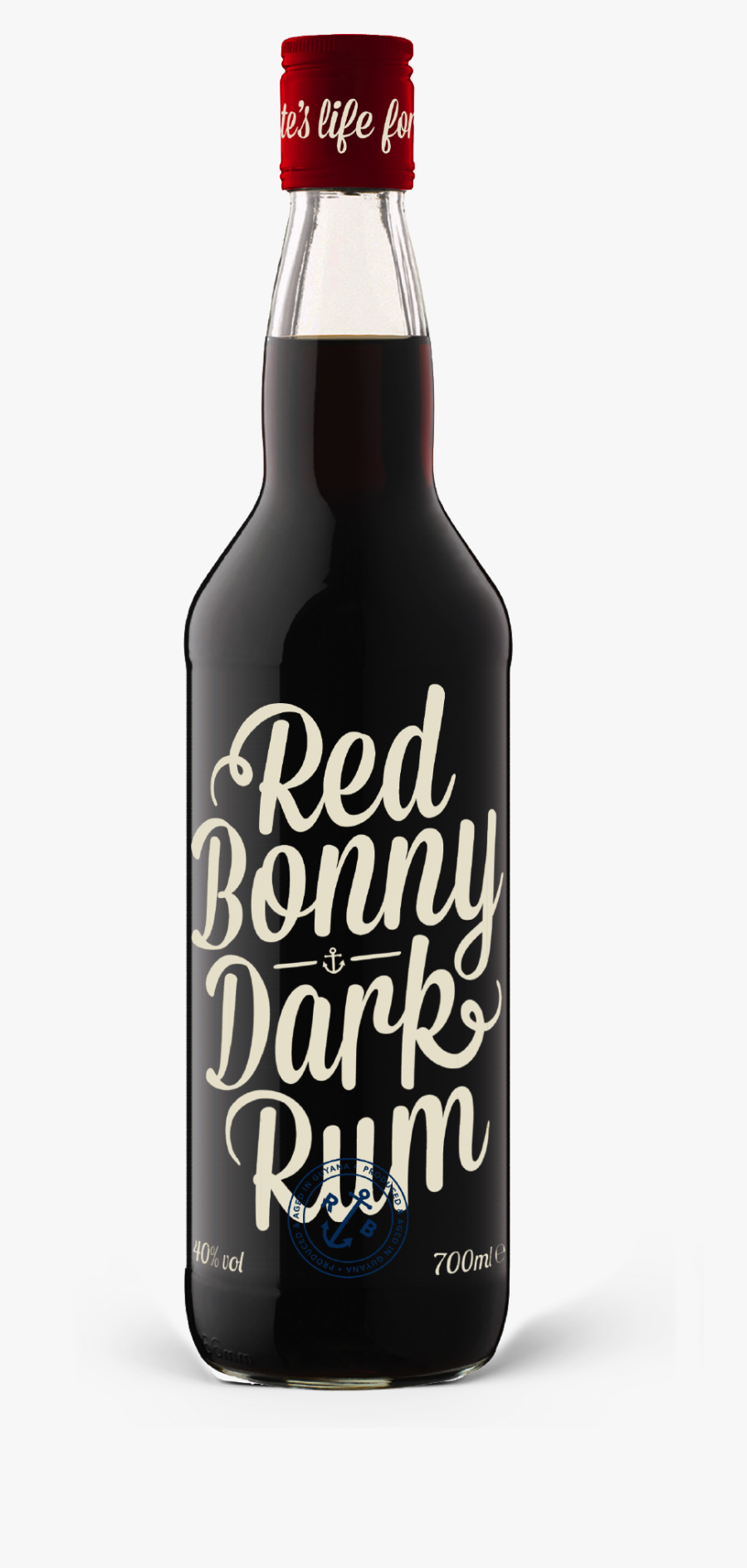 Red Bonny Dark Rum Bottle - Glass Bottle, Transparent Clipart
