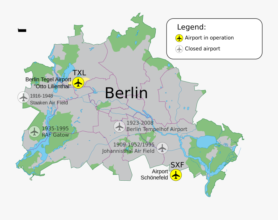 Clip Art Physical Map Of Germany - Berlin Airports, Transparent Clipart
