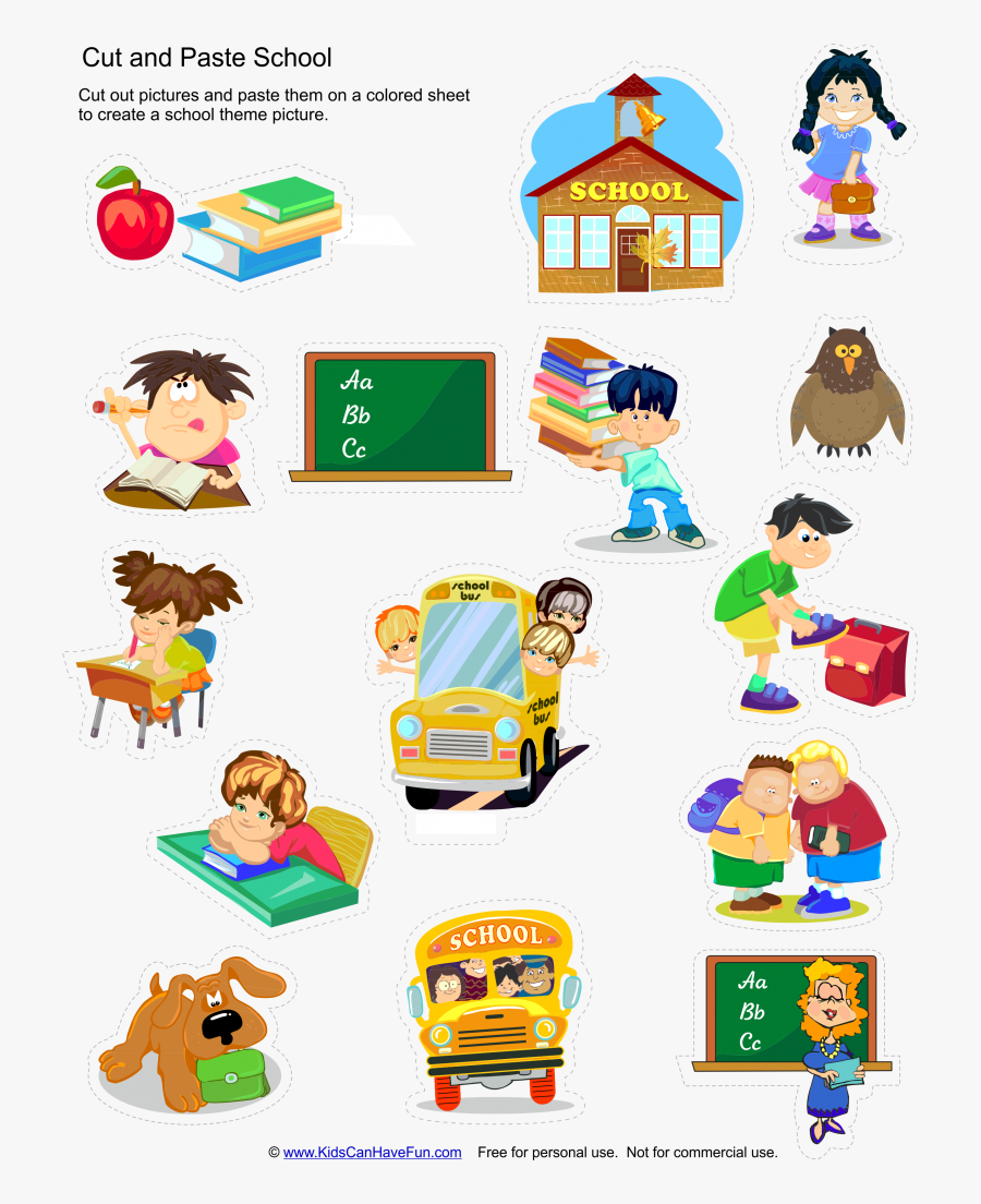 Language Clipart Preschool - Cut And Paste School Worksheets, Transparent Clipart