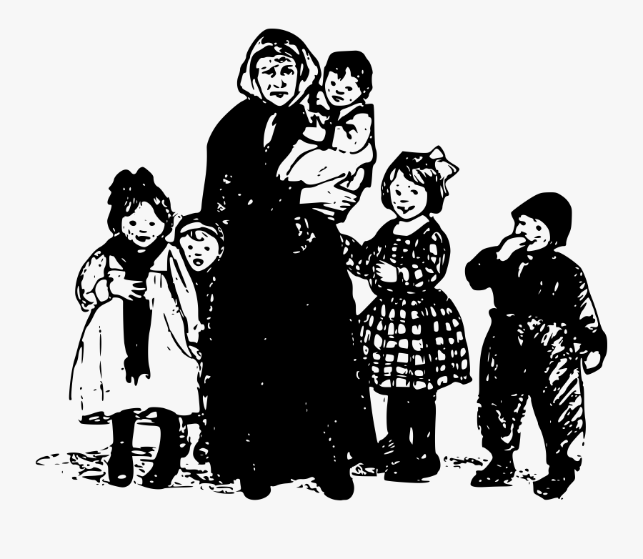 Granny With Children Clip Arts - Children Refugee Clipart, Transparent Clipart