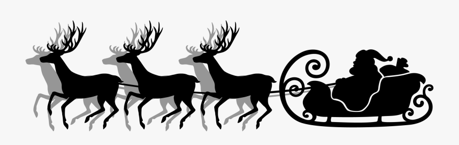Santa Claus Black And White Silhouette Christmas - Elk, Transparent Clipart