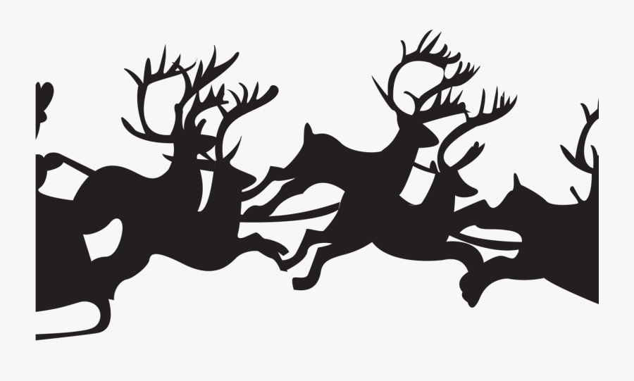 Santa Sleigh Silhouette Transparent Transparent Background - Santa Sleigh Silhouette Png, Transparent Clipart
