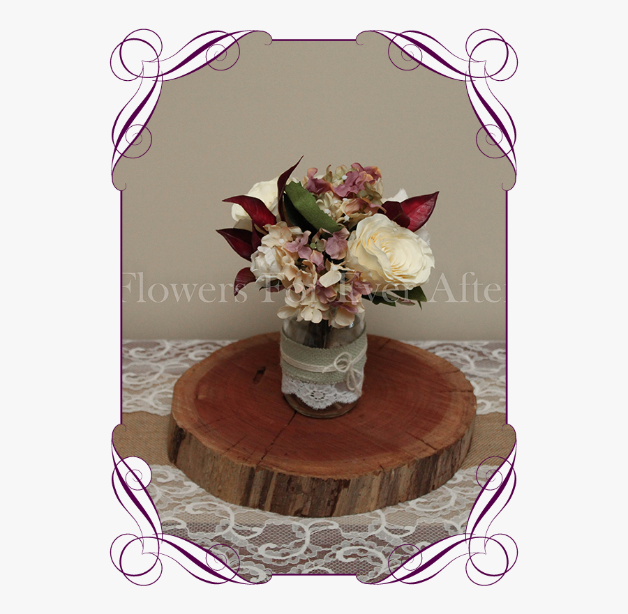 Vintage Pastel And Burgundy Rose And Hydrangea Silk - Centrepiece, Transparent Clipart