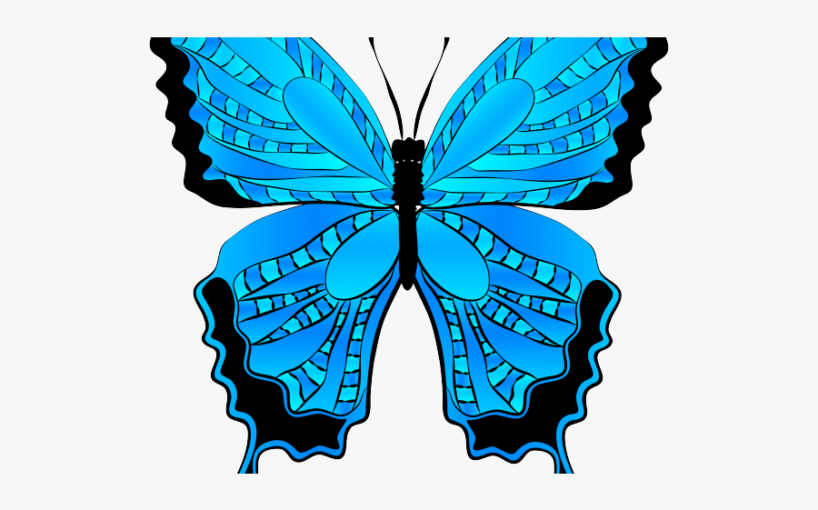 Stock Vector Blue Butterfly Isolated On White, Transparent Clipart