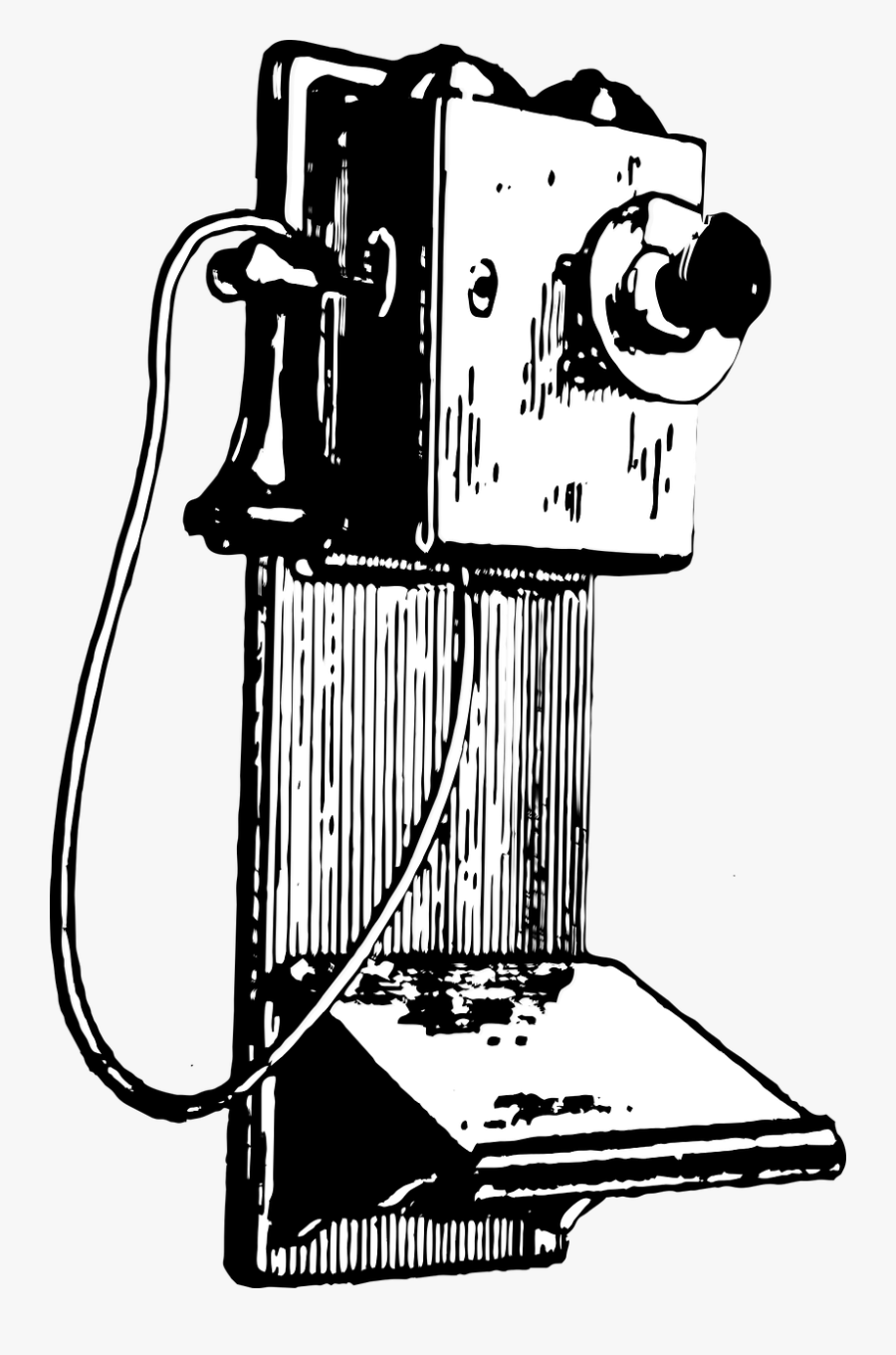 Vintage Illustration Telephone, Transparent Clipart