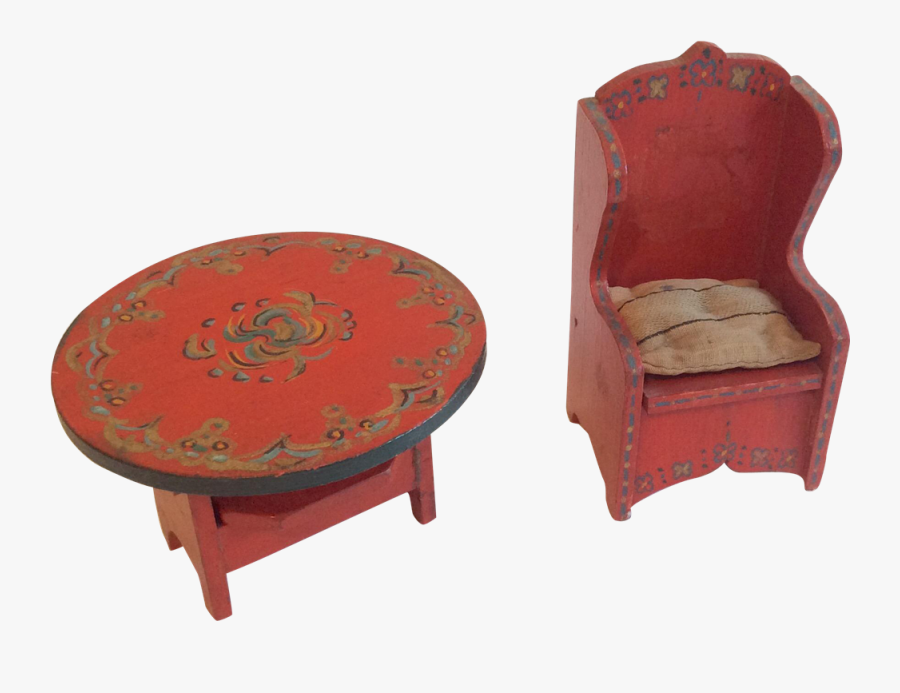 2 Painted Wood Antique Dollhouse Doll Furniture Chair - Club Chair, Transparent Clipart