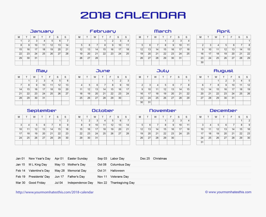 Clip Art Transprent Png - Kalender 2018 Buat Wallpaper Komputer, Transparent Clipart