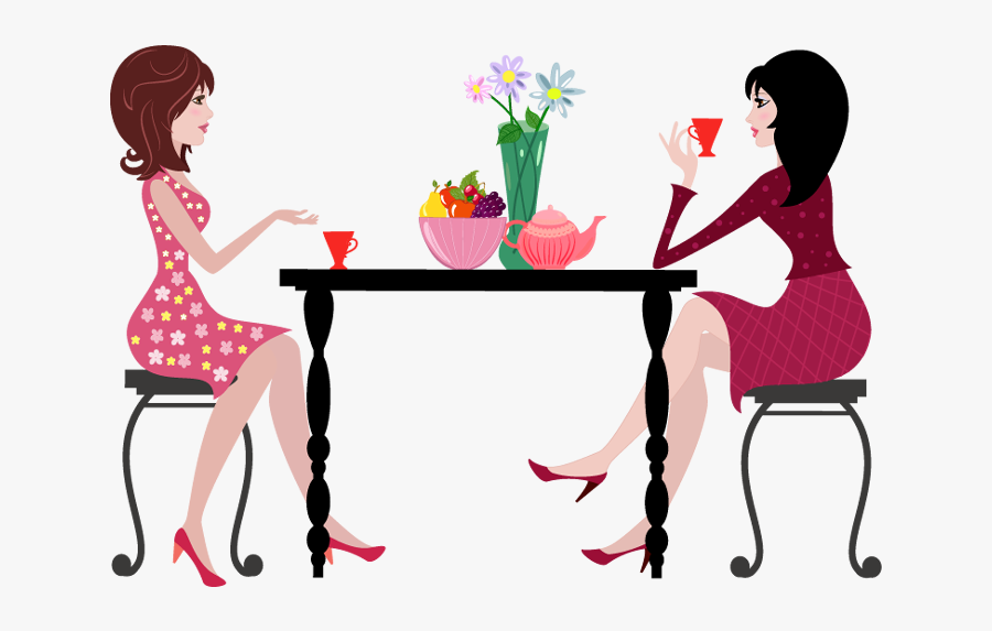 Portfolio Designshop Cartoon Woman - Cartoon Ladies Having Coffee, Transparent Clipart