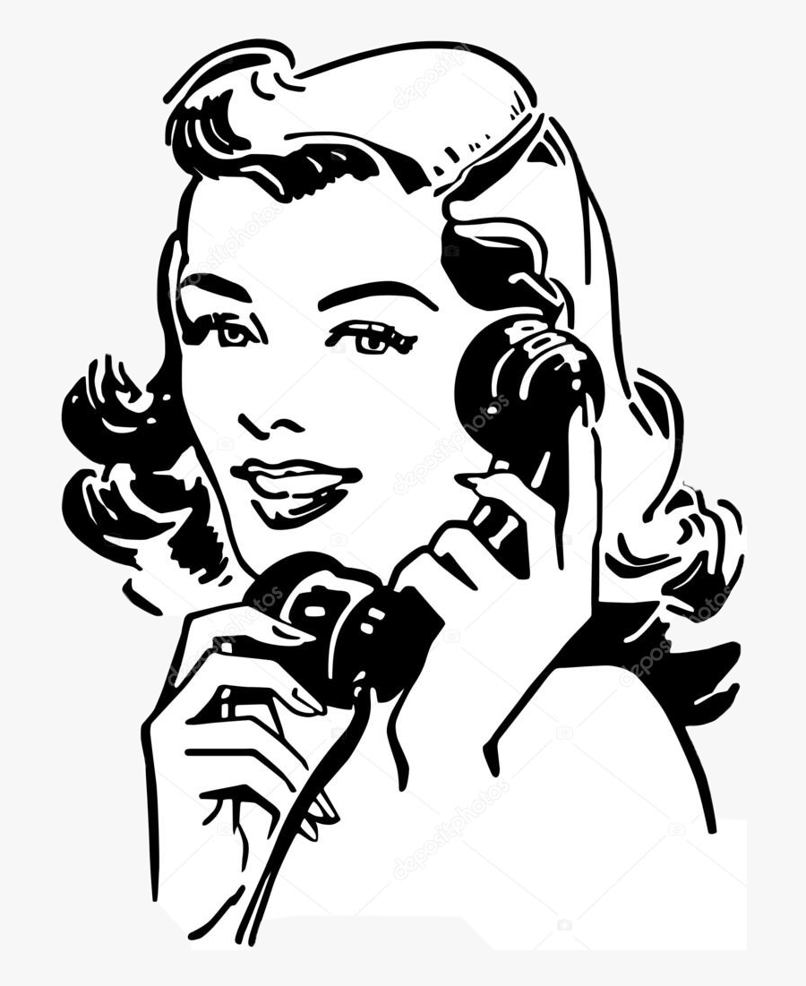 #vintage #woman #phone #calling #freetoedit - Vintage Woman Clip Art, Transparent Clipart
