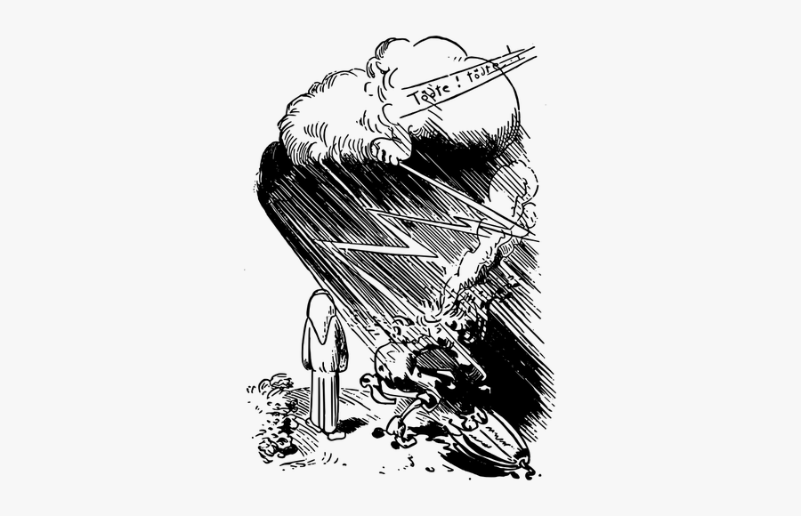Men In Thunder Storm Vector Illustration - Illustration, Transparent Clipart