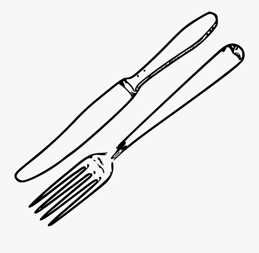 White Fork Png - Knife And Fork Line Drawing, Transparent Clipart