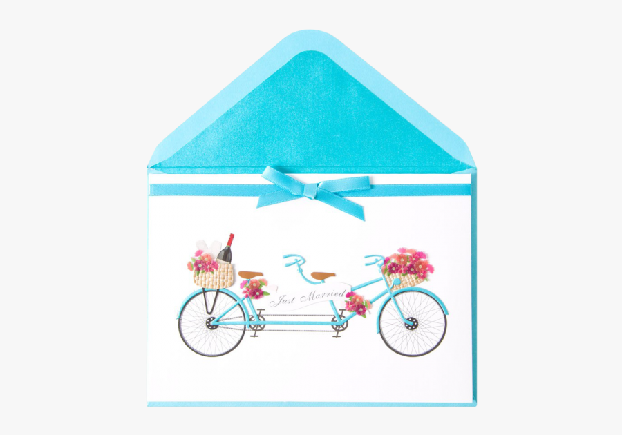 Tandem Bike Wedding Card, Transparent Clipart