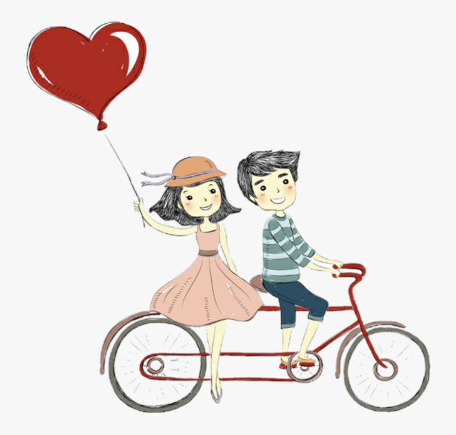 #love #romantic #bike #heart - Cute Couple Clip Art, Transparent Clipart