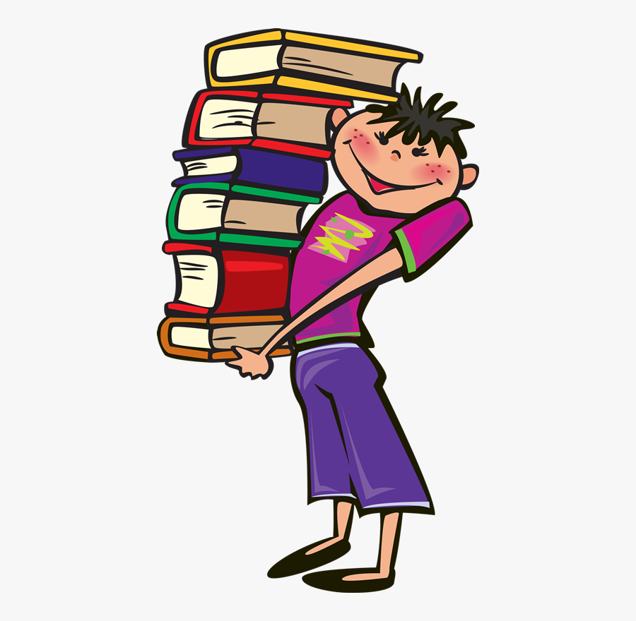 Boy With Lots Of Books, Transparent Clipart