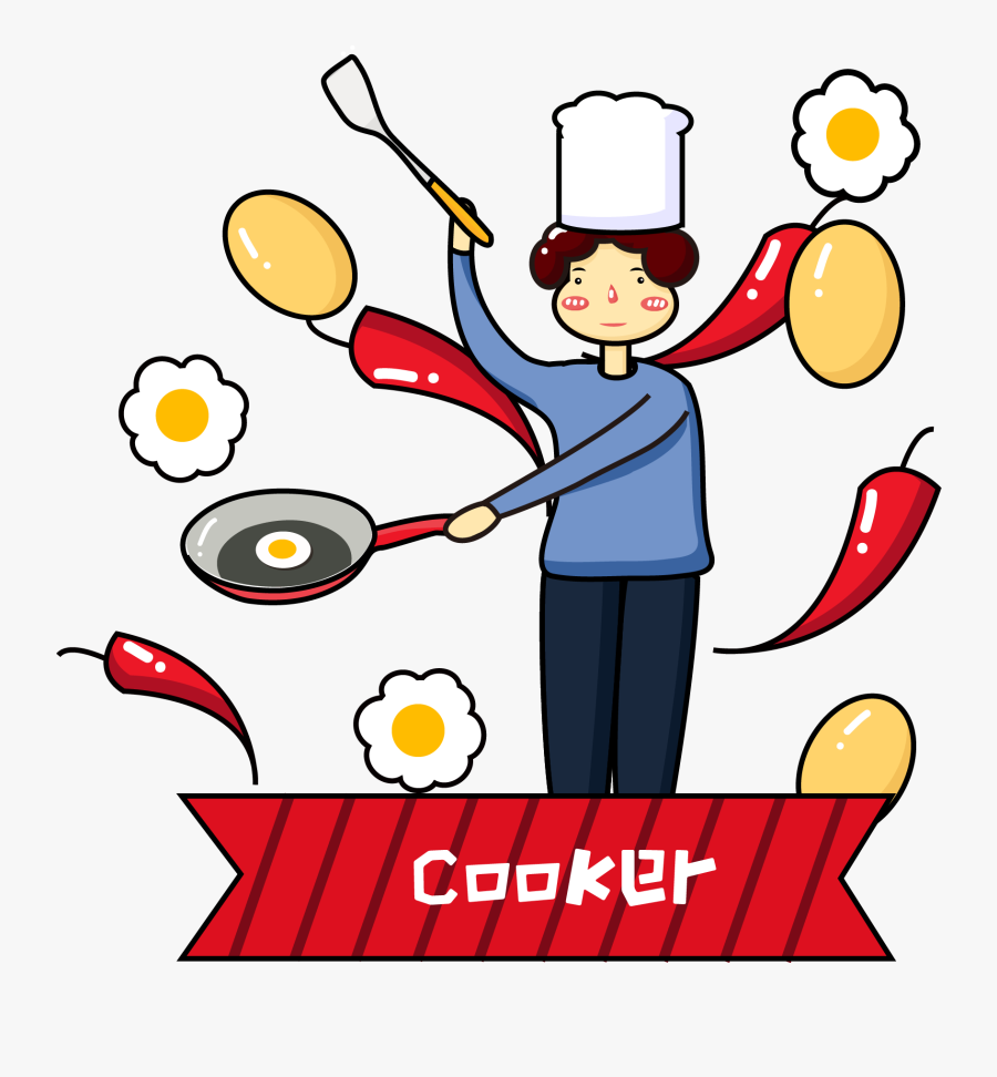 Chef Cooking Eggs Omelet Png And Vector Image - ทำ อาหาร การ์ตูน, Transparent Clipart