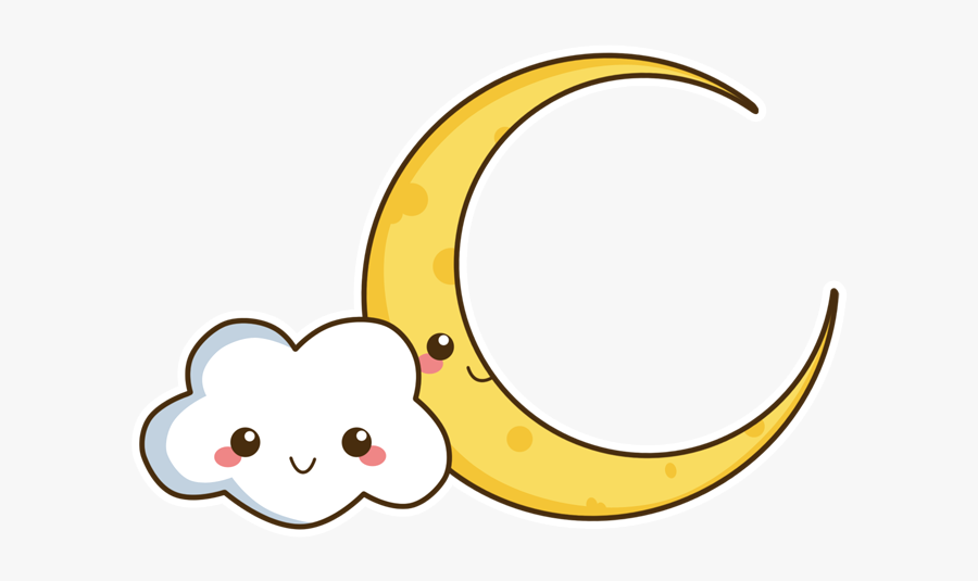 Kawaii, Cute, Kawaii Moon, Kawaii Night Cute Moon - Illustration, Transparent Clipart
