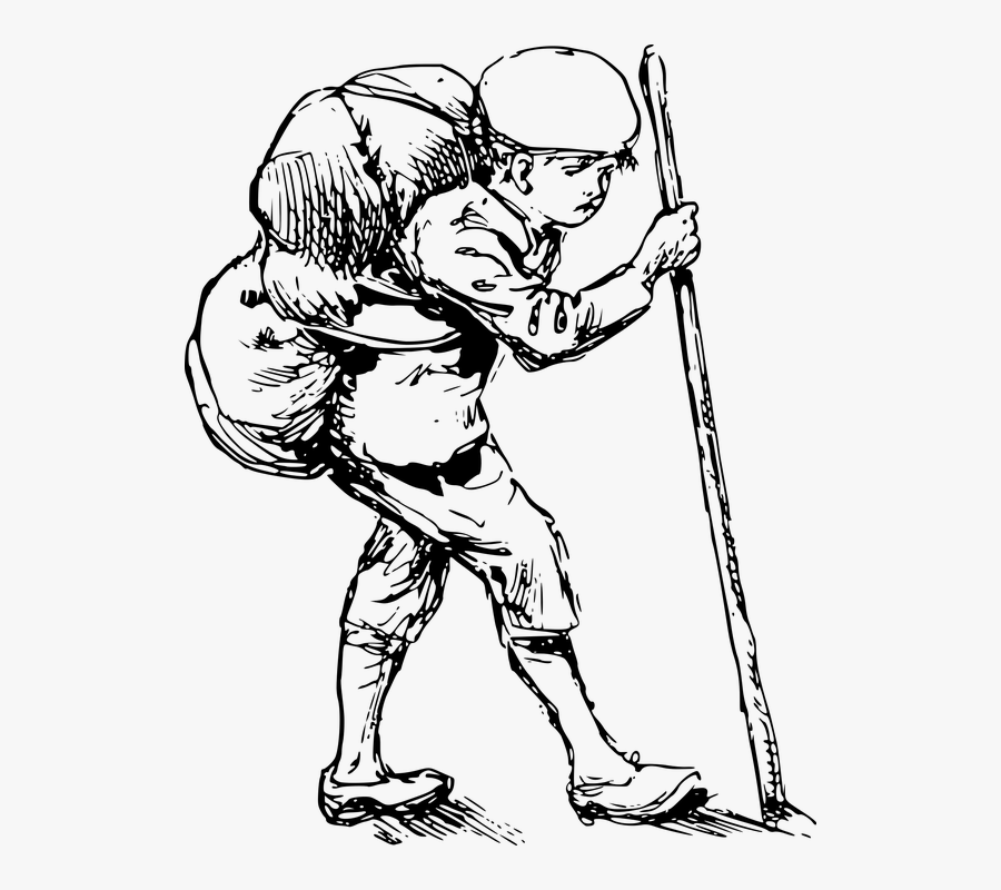 Boy Hiking Drawing, Transparent Clipart