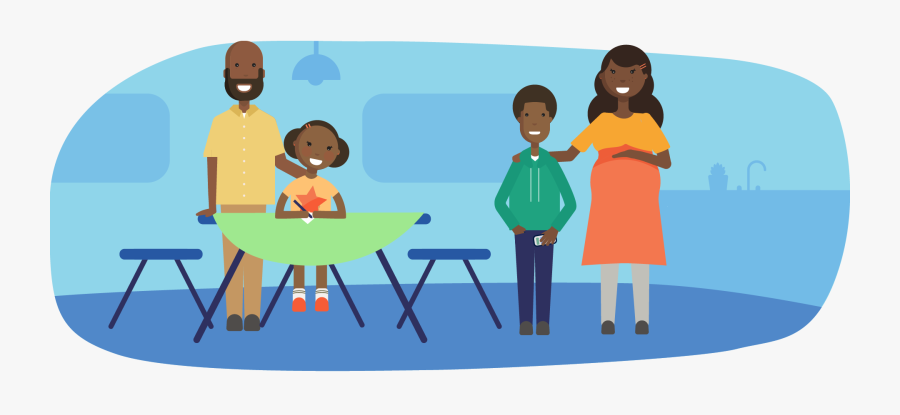 Happy Parents With Their Teenage Son And Daughter In - Cartoon, Transparent Clipart