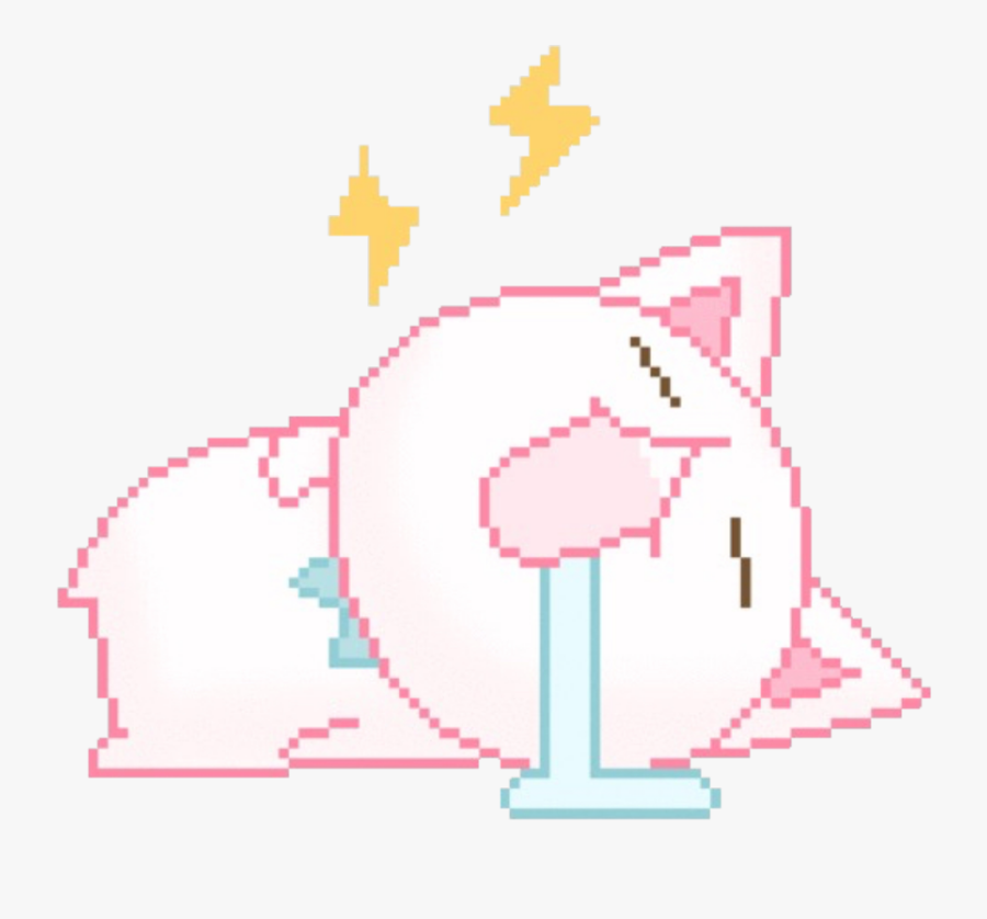 #cute #cat #sleep #sleeping #drool #lightning - Cute Pixel Art Gif, Transparent Clipart