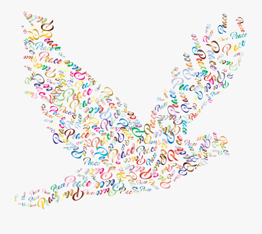 Prismatic Flying Peace Dove Typography 2 No Background, Transparent Clipart