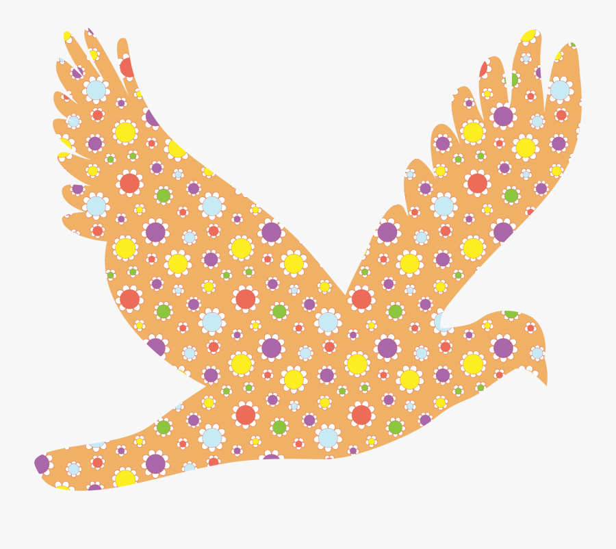 Cute Floral Peace Dove 2 Clip Arts - Flying Bird Png Vector, Transparent Clipart