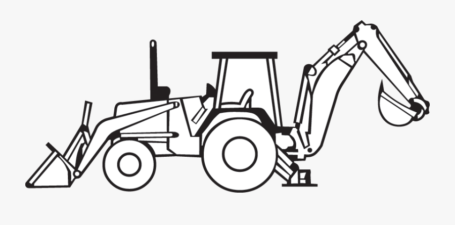 Backhoe2 - Line Art, Transparent Clipart