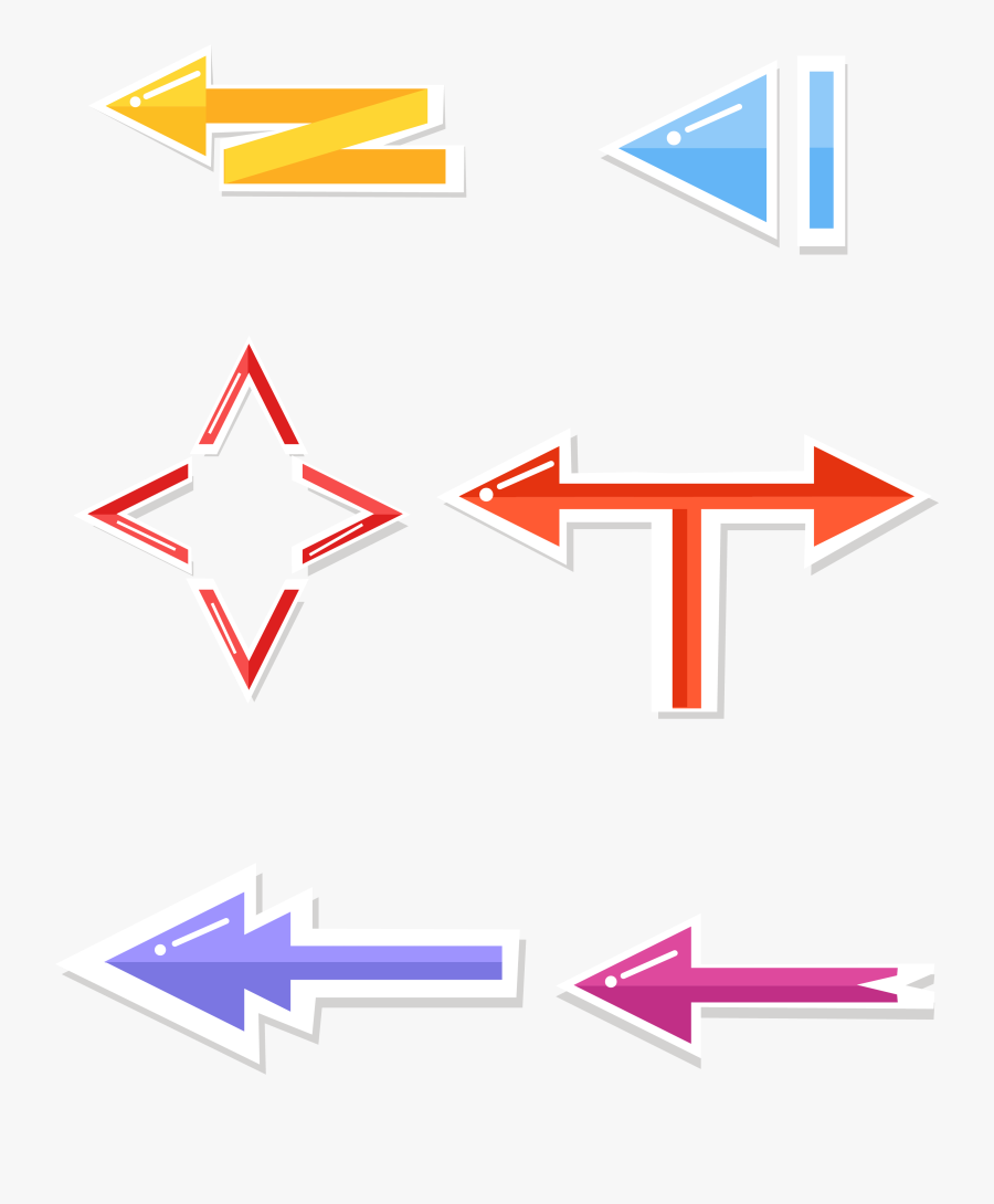 Arrow Bright Arrows Cartoon Colorful Png And Vector - ลูก ศร หลาย ทิศทาง, Transparent Clipart