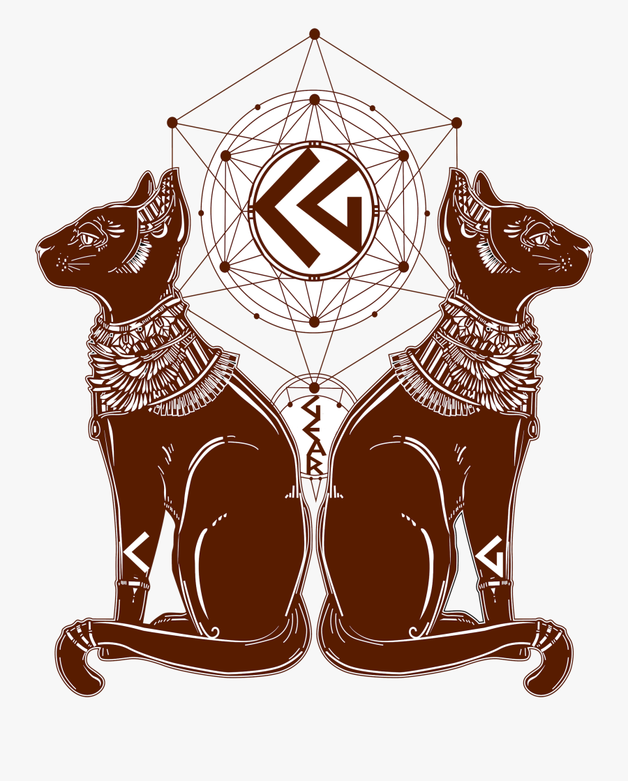 Transparent Egyptian Ankh Png - Geometric Egyptian Cat Tattoo, Transparent Clipart