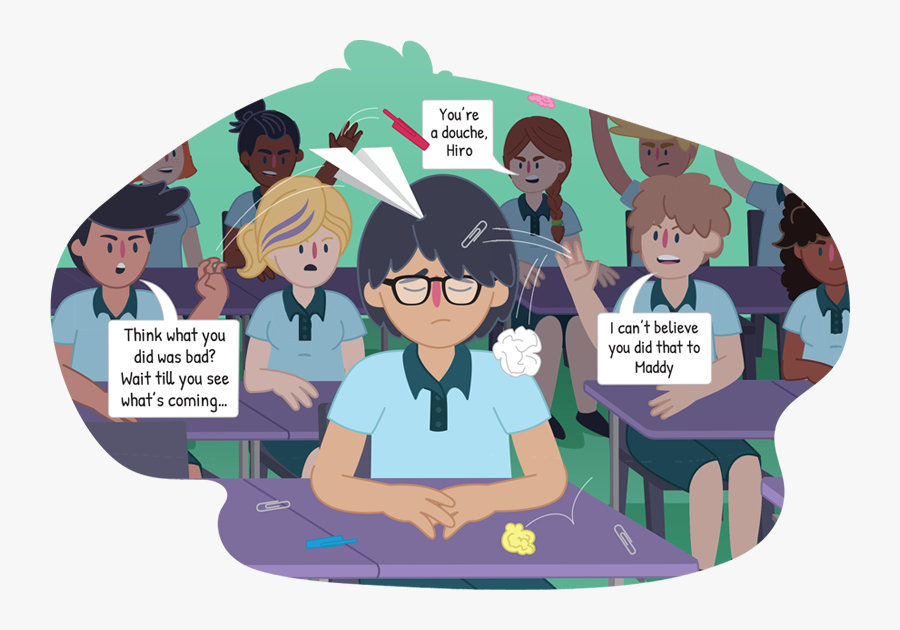 Boy Looking Sad As He Sits At His School Desk While - Comics About Bullying, Transparent Clipart
