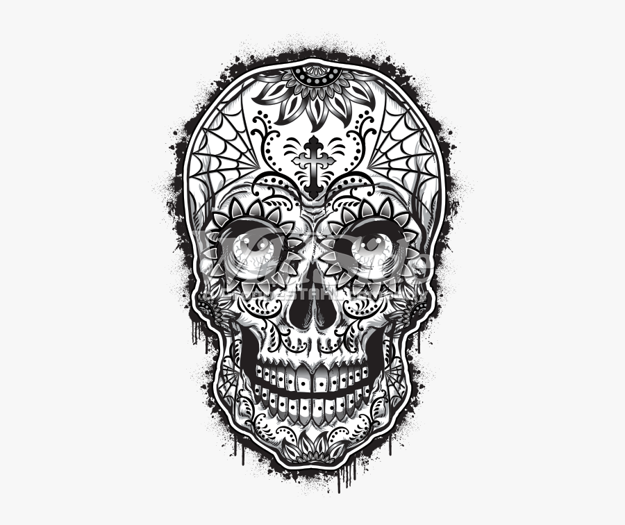 Drawing Detail Sugar Skull - Dia De Los Muertos Sugar Skull Drawing, Transparent Clipart