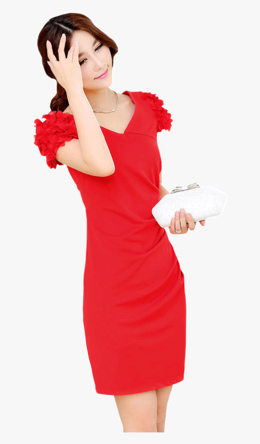 Clip Art Red Neck Bride - Cocktail Dress, Transparent Clipart
