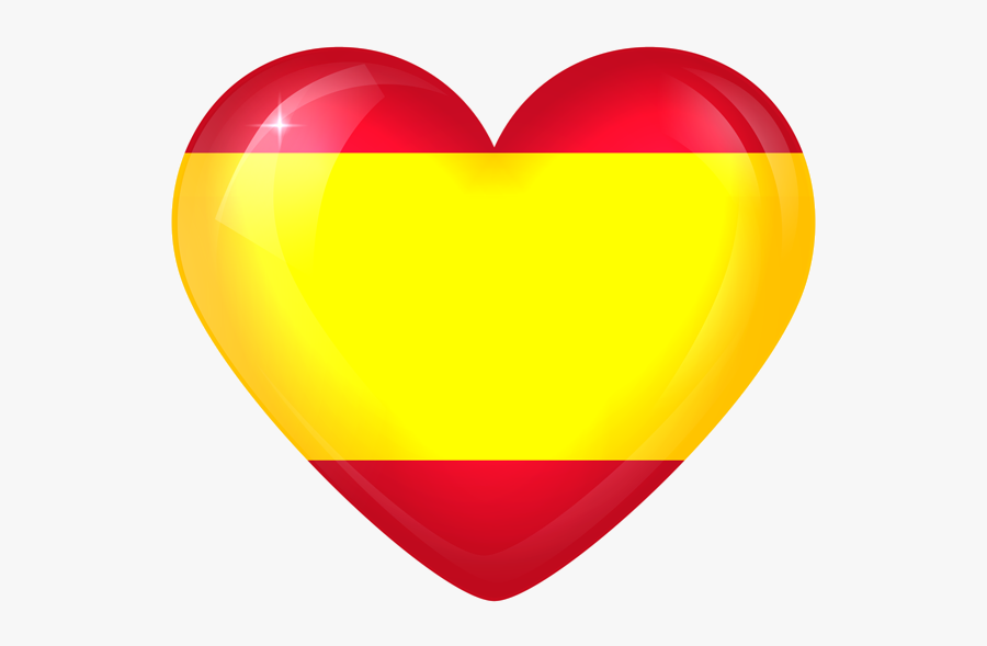 Heart With Spanish Flag, Transparent Clipart