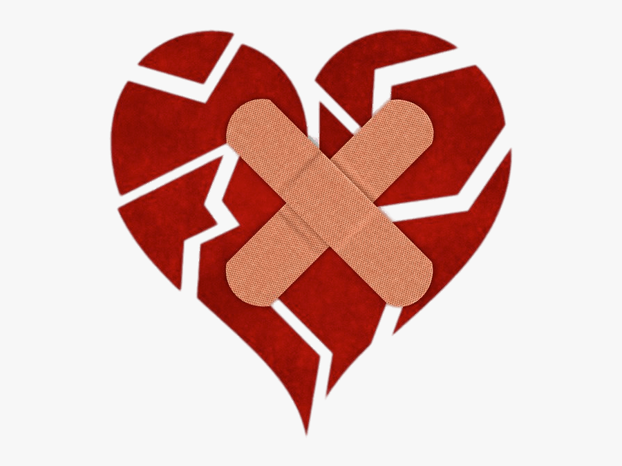 Fragmented Heart With Bandaids - Broken Heart, Transparent Clipart