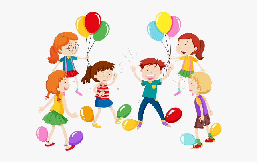 Clipart Ayaklarındaki Balonları Patlatma Oynayan Çocuklar - Balloon Stomp Game, Transparent Clipart
