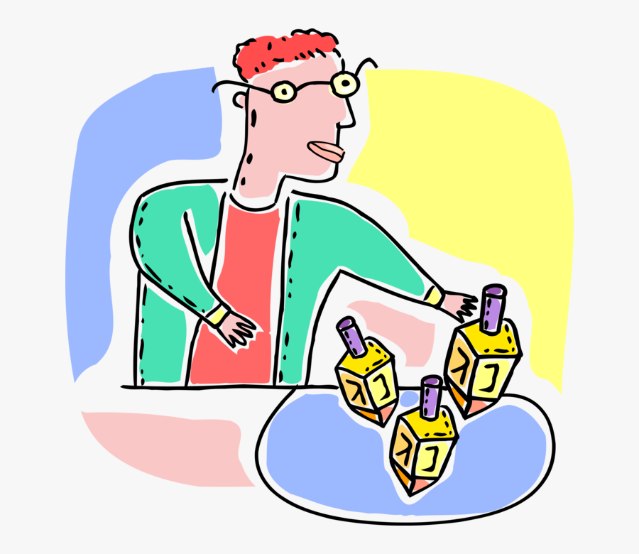 Vector Illustration Of Hebrew Boy Spins Jewish Holiday, Transparent Clipart