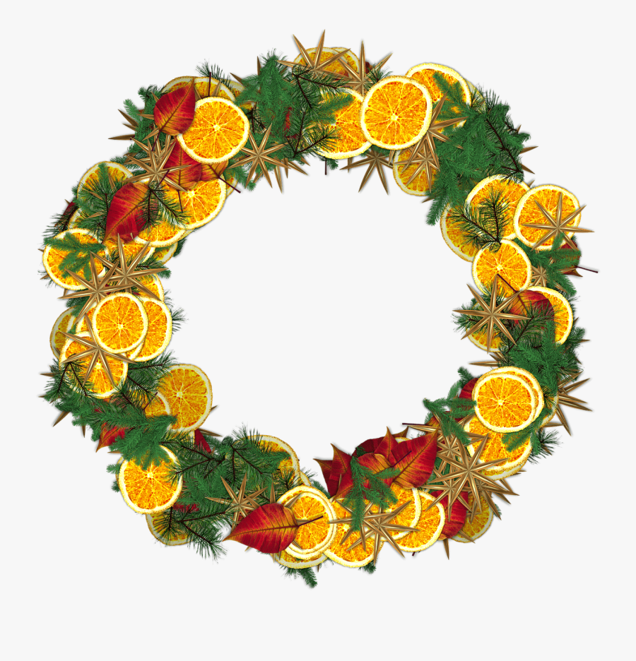 Corona Navideña Naranjas - Christmas Orange Wreath Png Clip Art, Transparent Clipart