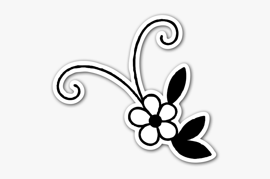 Cute Black And White Flower Sticker - Flor Preto E Branco Png, Transparent Clipart