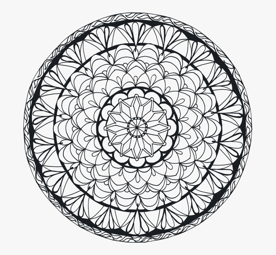 Line Art,symmetry,area - Mandala Drawing Png Transparent, Transparent Clipart