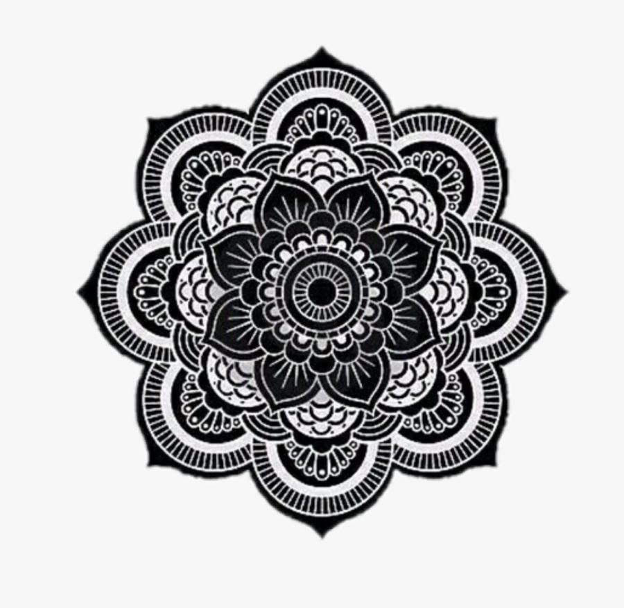 Mandala Tumblr Cool Pretty Black - Mandala Black And White Png, Transparent Clipart