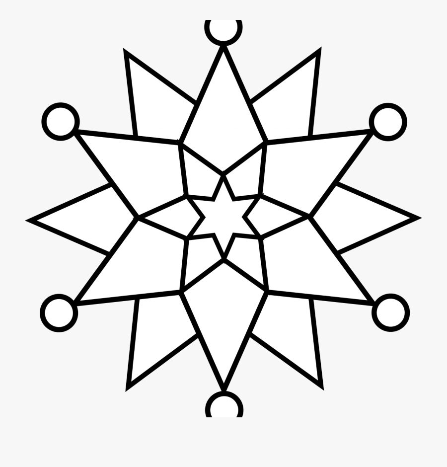 Christmas Mandala With Angels Coloring Page Fine Snowflake - Christmas Decorations Black And White Clip Art, Transparent Clipart