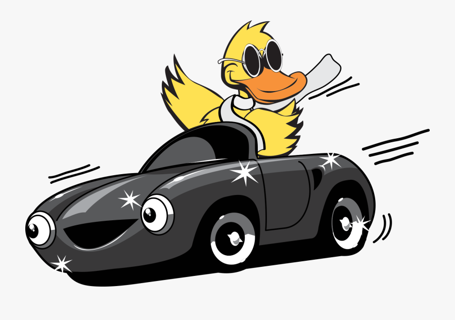 Quick Quack Wash Duck - Cartoon Duck In A Car, Transparent Clipart