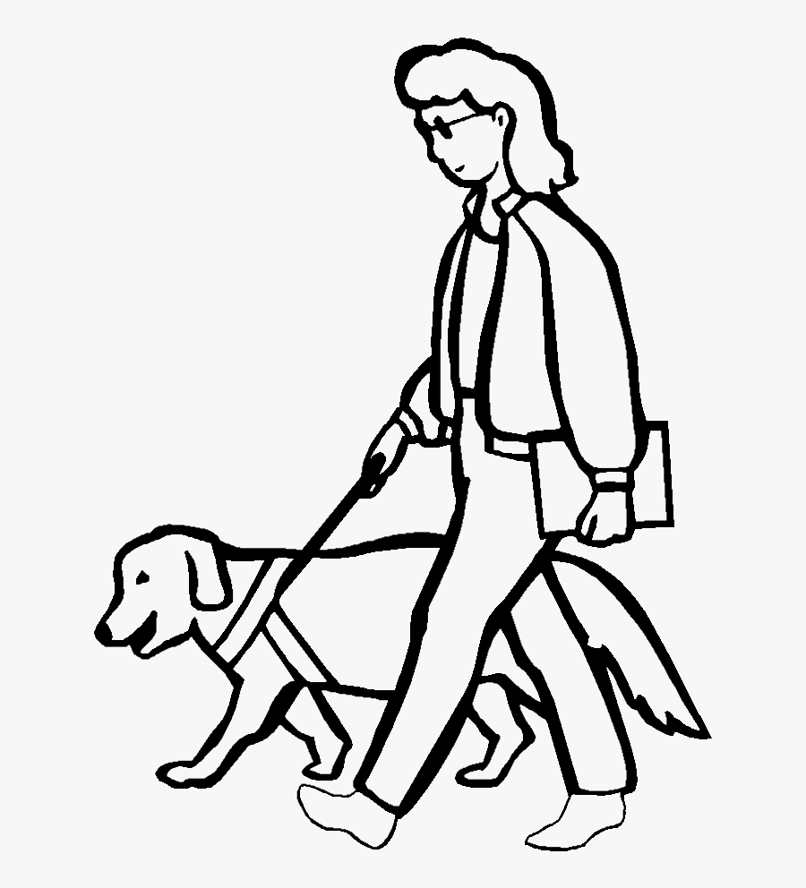 A Blind Woman Walking With Dog Coloring Pages - Walk The Dog For Coloring, Transparent Clipart