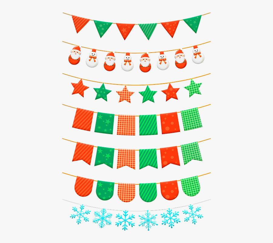 Christmas, Bunting, Banners, Tassel, Garland, Pastel - Stylized Bunting For Christmas, Transparent Clipart